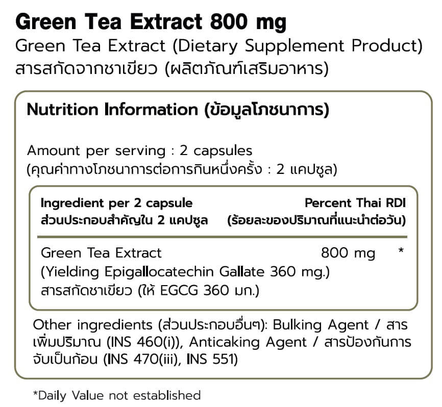 ผลิตภัณฑ์เสริมอาหาร FITWHEY SUPPLEMENTS GREEN TEA EXTRACT 800 MG - 100 แคปซูล_9